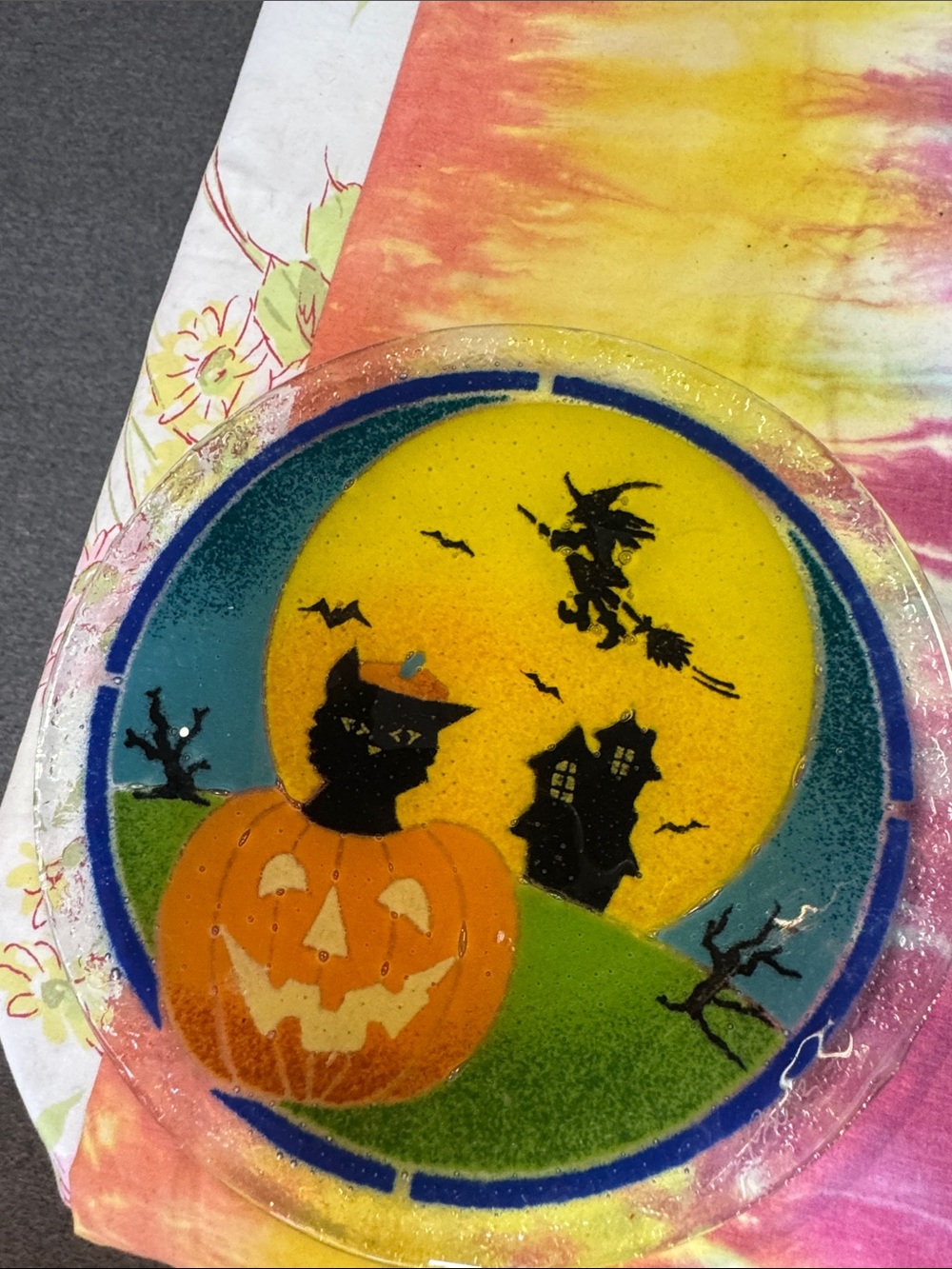 Peggy Kate Black Cat Halloween Decorative Plate - Picture 1 of 5